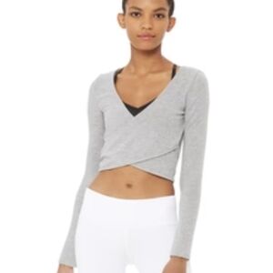 ALO Yoga Gray Wrap Top